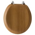 thumbnail image 1 of Asiento de inodoro Bemis Mayfair redondo de madera de roble con bisagra cromada, 1 of 1