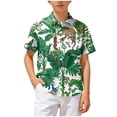 thumbnail image 6 of Ulanda Boys Hawaiian Shirt Short Sleeve Casual Button Down Beach Aloha Shirt Kids Summer Hawaii Shirts 5-14 Years (Green, 5-6 Years), 6 of 7
