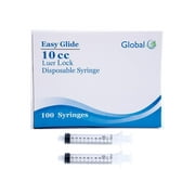 10ML Sterile Syringe Only with Luer Lock Tip - 100 Syringes Without a Needle by Easy Glide - Great for Medicine, Feeding Tubes, and Home Care