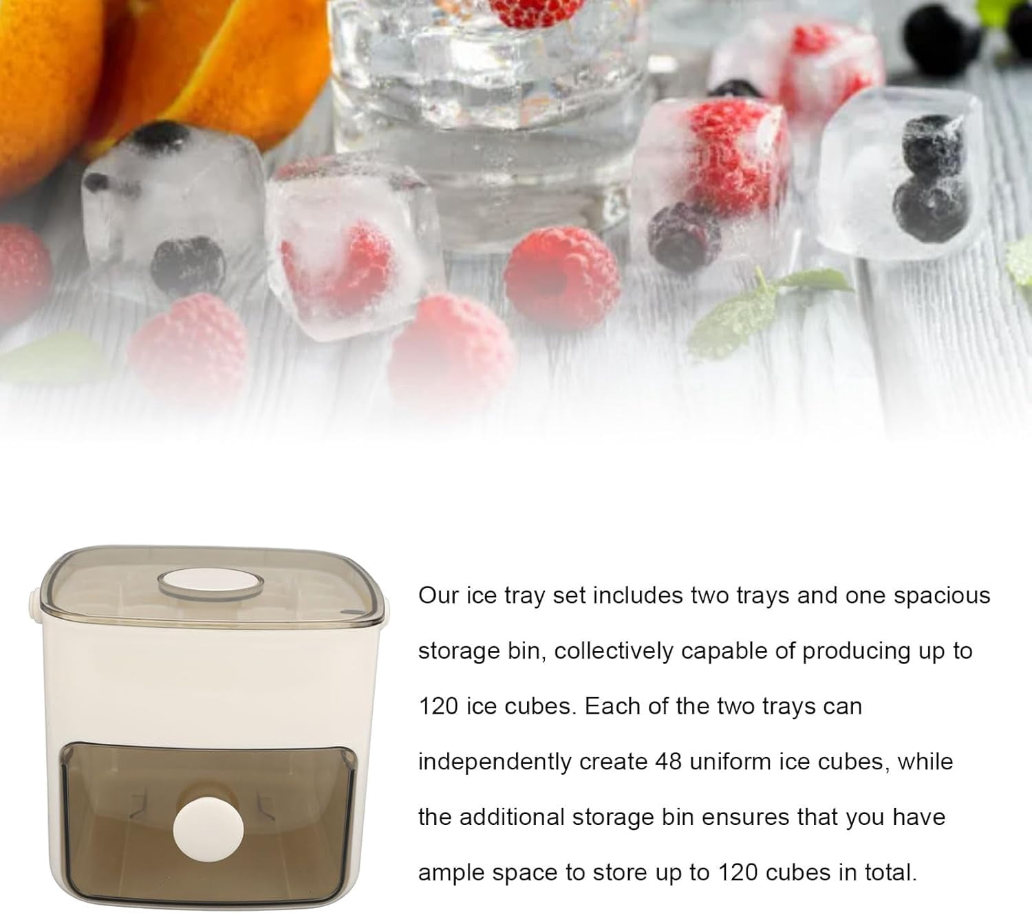 Generic 48 Grid Ice Cube Tray with Lid Bin Press-Type for Drink Chill