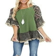 thumbnail image 2 of Blouse Femme Manches 3/4 Ourlet Floral Imprimé Léopard Ample, 2 of 6