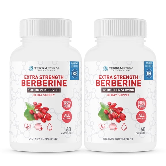 Berberine HCL 1200mg Daily - High Potency Pure Berberine Supplement 600mg per Capsule - 60 Capsules - Supports Metabolic Health, Energy & Wellness - Made in USA - 2 Pack