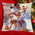 thumbnail image 6 of TanSiDing 1pcs Christmas Linen Pillow Cover Snowman Print Decorative Throw Cushion Case Soft Washable for Sofa Bed Living Room Holiday Home Decor 45x45cm, 6 of 6