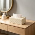 thumbnail image 3 of Beige Embossed Diamond Rectangular Tissue Box Cover, Medium Size Decorative Desktop Napkin Holder, Resin Facial Tissue Storage Case for Kitchen Bathroom Bedroom Table Home Decor, 3 of 6