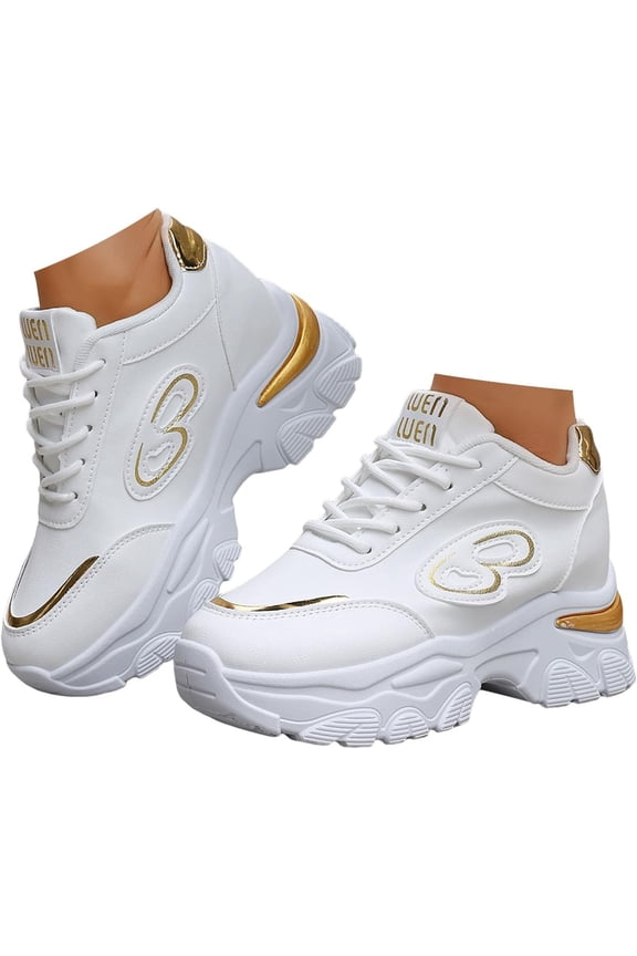 Women Platform Fashion Sneaker  Shoes for Women Lace Up Comfortable anti slip foot arch pad Wedge Sneakers Outdoor Casual Tennis Walking Running Workout Athletic Sports Shoes