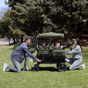 Jeep Wrangler Deluxe 4 Seater Stroller Wagon by Delta Children - Premium Quad Stroller Wagon for 4 Kids with Convertible Seats, Adjustable Push/Pull Handles, Removable Canopy & Flat Fold, Black/Green