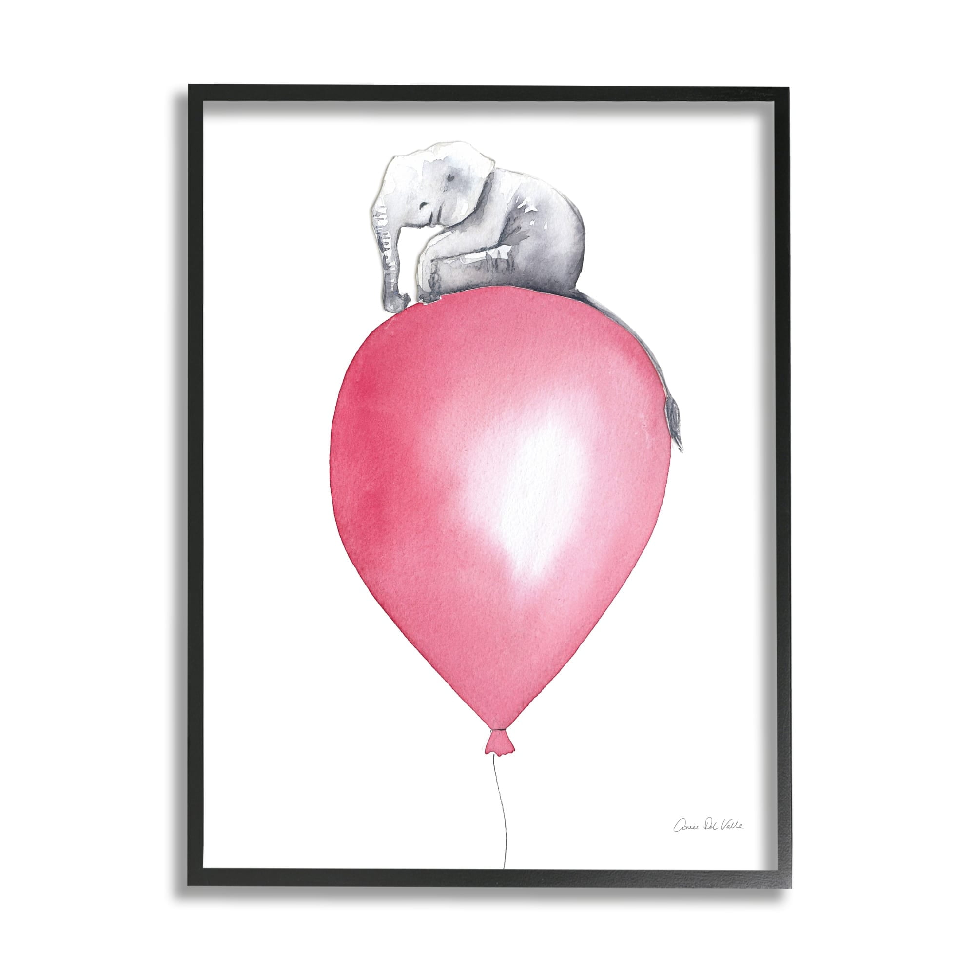 Stupell Industries Children's Baby Elephant Sitting on Large Red Balloon, 11 x 14, Design by Aimee Del Valle