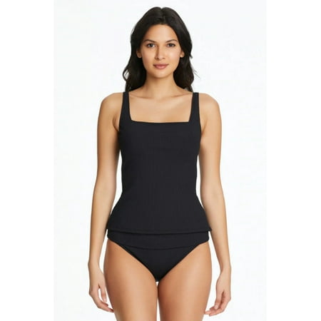 Bleu Swimwear Walk The Line Square Neck One Piece Tank with Floating Underwire Bra