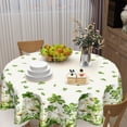 thumbnail image 5 of St Patrick''s Day Round Tablecloth 60 Inch Spring Holiday Green Shamrock Floral Table Cloth Rustic Farmhouse Polyester Table Cover for Party Kitchen Dining Room Home Decor, 5 of 6