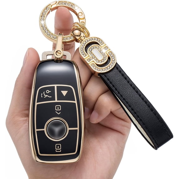 Key Fob Cover Compatible with Mercedes-Benz A B C E S G M R SL Class GLA GLC GLE GLS GLK CLA CLS AMG 5 Button TPU Keychain Case Holder Protector,Model-a(black)