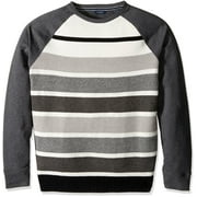 NEW Gray Mens Size Large L Multi Big Stripe Crewneck Sweater