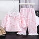 thumbnail image 1 of Conjunto de ropa de casa para niños con cuello vuelto y manga larga, pijama pequeño y fresco con solapa y ribete de encaje para niñas, conjunto de dos piezas, ropa transpirable para bebé con aire acon, 1 of 5
