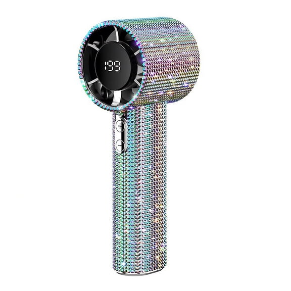 Luxury Full Diamond Portable Handheld Mini Fan, USB-C Rechargeable Turbo Fan, Speed Ajustable Quiet Fan, Summer Gift Box