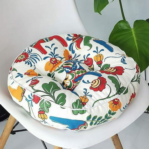 Zhuge 1PC Indoor Outdoor Bohemian Round Chair Cushion Seat Pad Floor Cushion Pillow ,Horse 2, 18"X18"