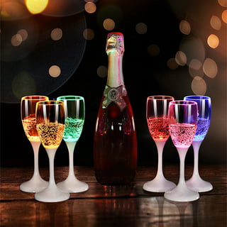 Modern Home Set of 6 Color LED Champagne Glasses - Glowing Liquid
