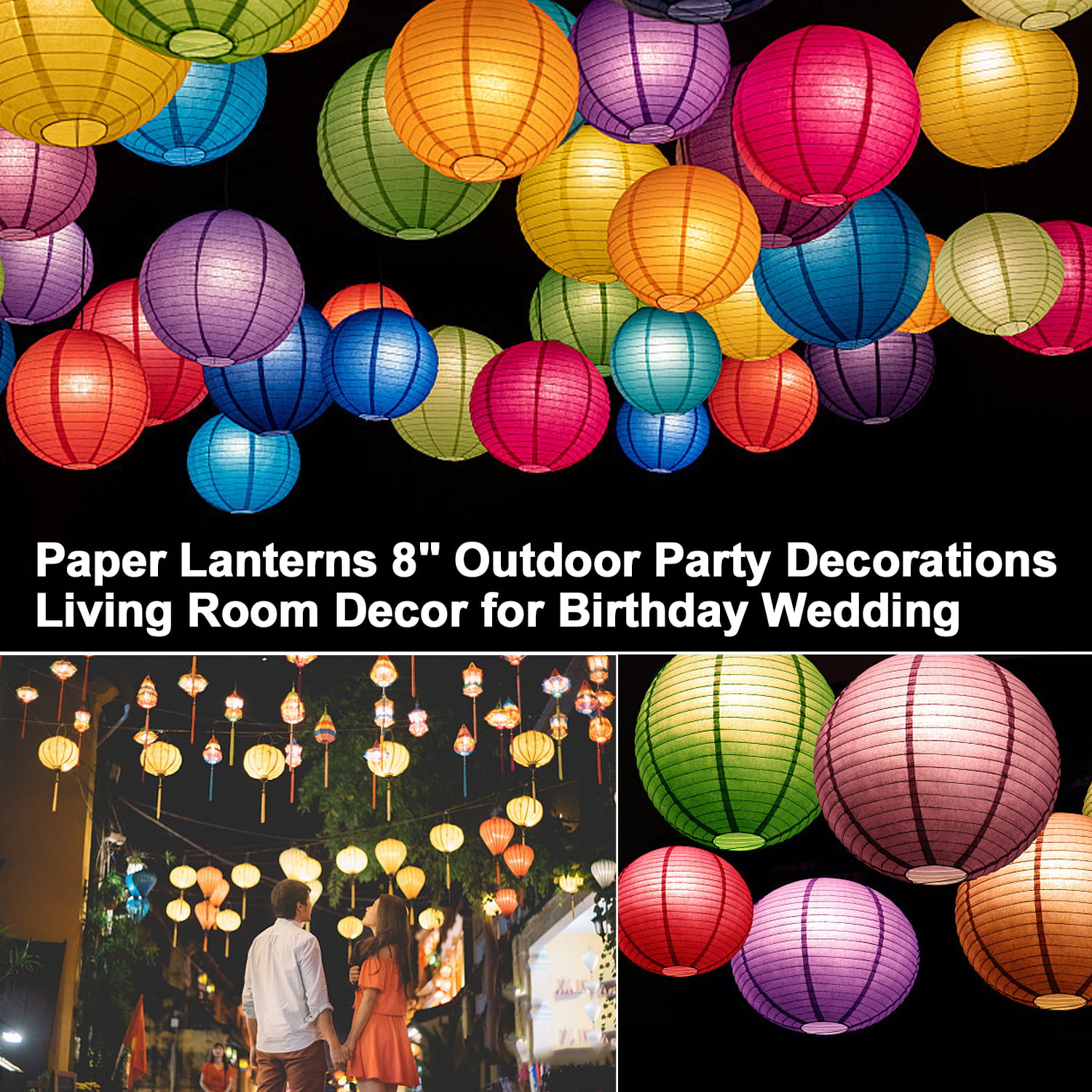 Ultimate 20pc Dark Purple Paper Lantern Party Pack - Assorted Sizes of 6, 8, 10, 12