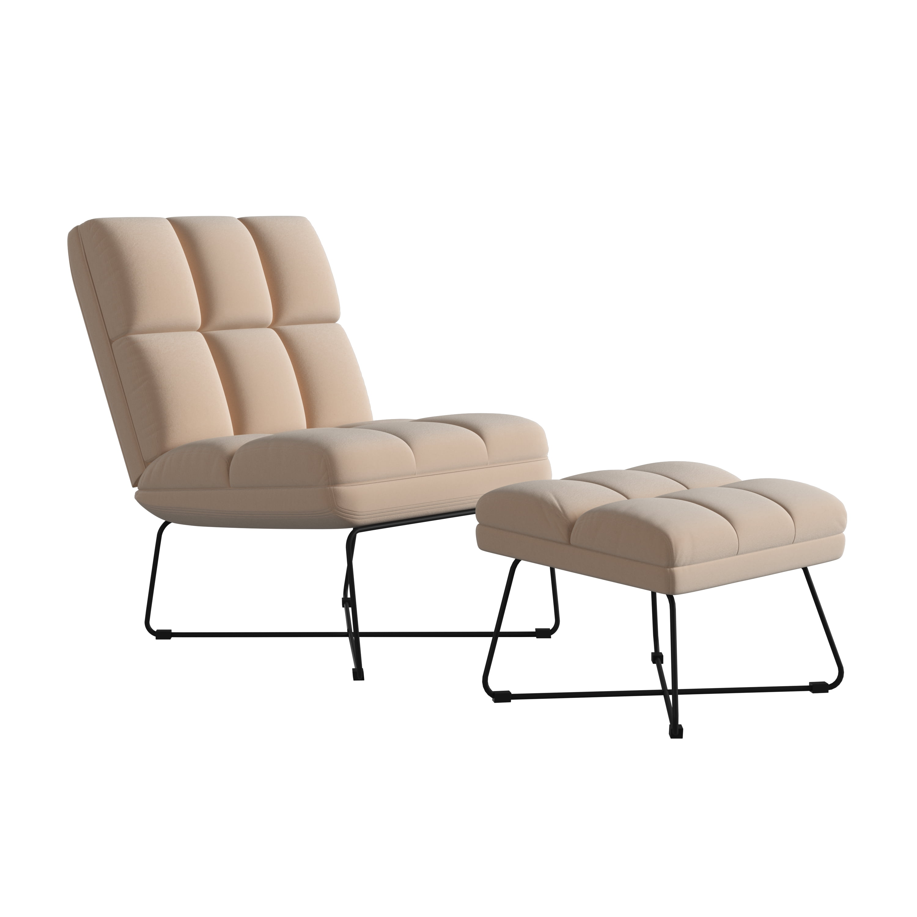 Homesvale Seamus Modern Armless Chair and Ottoman
