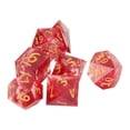 thumbnail image 2 of Juego de dados de resina de 7 Uds., diferentes formas poliédricas, dados de juego de mesa con números claros para juegos de rol, Color sangre, 2 of 5