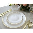 thumbnail image 3 of " OCCASIONS " 150 Piece set (25 Guests)-Wedding Plastic Plates & cutlery -Disposable Dinnerware 10'', 7'' + Gold Silverware w/double fork (Belize in White Pearl & Gold), 3 of 8