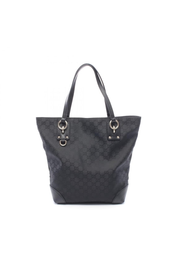 Pre-Owned Gucci GG Canvas Tote Bag Handbag Leather Women's Black 353706