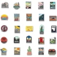 thumbnail image 3 of Juego de 50 pegatinas de viaje de vinilo impermeables para equipaje, computadora portátil, álbum de recortes, patineta, botella de agua, parachoques, teléfono, pegatinas vintage., 3 of 5