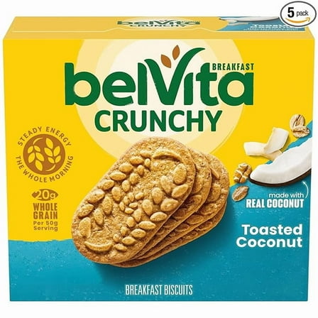 1x belVita Toasted Coconut Breakfast Biscuits, 5 Packs (4 Biscuits Per Pack)