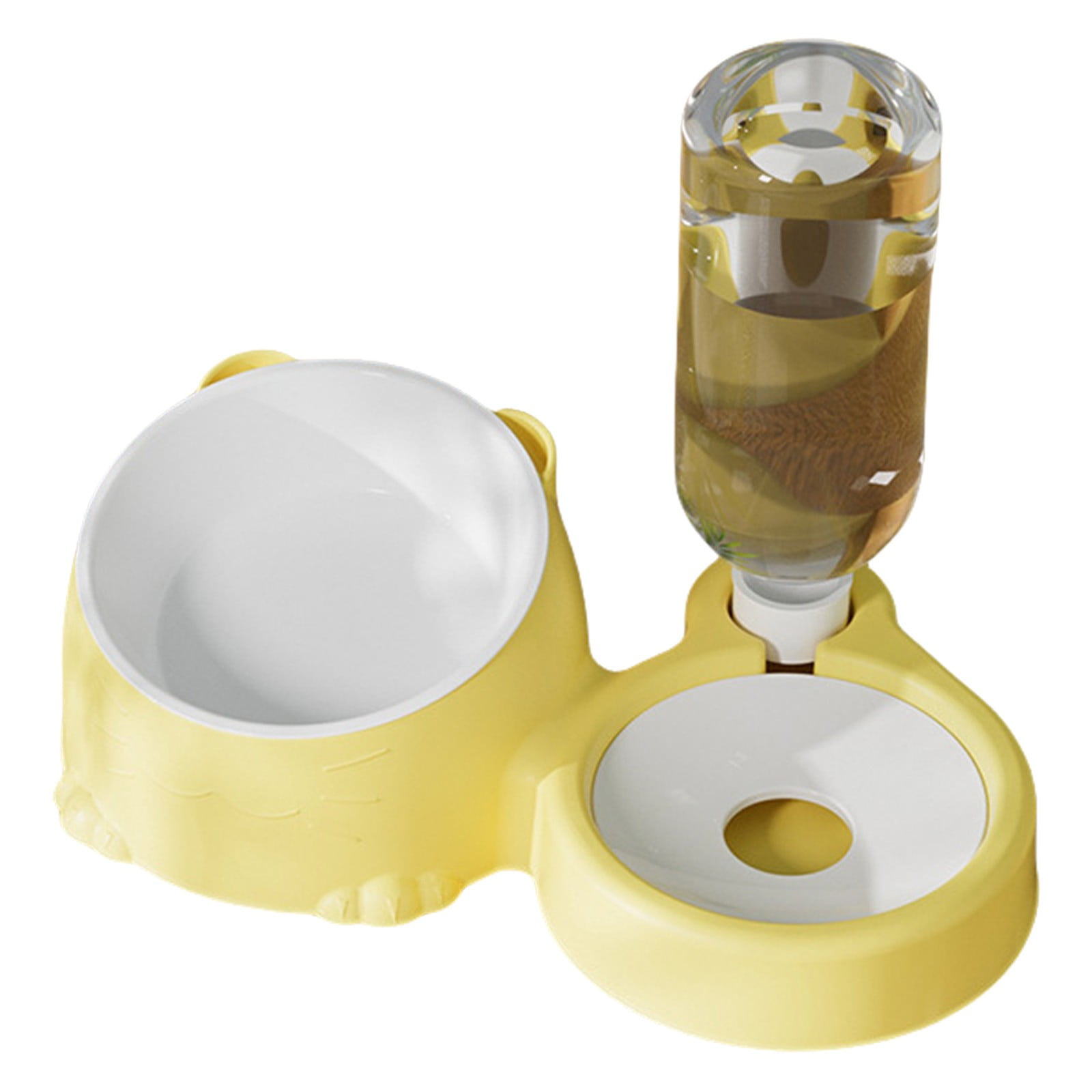 Automatic Pet Food And Water Bowl Set, Double Bowl Cat Dog Feeder With Ceramic Stainless Water Dispenser, Gravity Refill System, Non Slip Base, Anti Spill, Easy Clean Pet Feeding Station