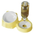 thumbnail image 2 of PPgejGEK Cat Double Bowl Set - Ceramic Food Bowl with 350ml Automatic Water Feeder, Non-Slip Pet Feeding Bowl for Cats Dogs, Yellow Pet Dining Bowl, 2 of 7