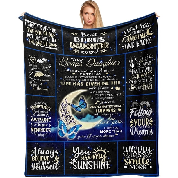 LHSHID Daughter Gifts from Stepmom Bonus Daughter Gifts Gift for Bonus Daughter Blanket Stepdaughter Gifts from Stepmom Bonus Daughter Birthday Gifts Gifts for Stepdaughter Blanket 60x80in
