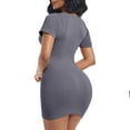 thumbnail image 2 of POIUYTR Women's Shapewear Tummy Control Short Sleeve Shapewear, Ribbed Shapewear Dress Slips for Women Seamless Dress for Under Dresses, 2 of 5