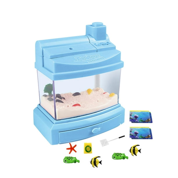 Beloving Artificial Fish Tank Toy Aquarium Fish Tank With Moving Fish Aquarium Toy For Kids Mini Aquarium For Kids Birthday Gifts Blue Blue 10.7cmx7cm