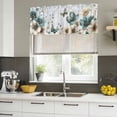 thumbnail image 4 of 2 Pack Valances for Window, Teal Tulip Butterfly Short Curtains for Kitchen Bedroom Living Room, Beige Turquoise Floral Blue Coastal Rod Pocket Small Window Treatment Valance Drapes 54 x 18 Inch, 4 of 8