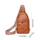 thumbnail image 2 of Bolsa de pecho de cuero suave marrón, mochila de moda, bolso de mano, 2 of 6