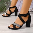 thumbnail image 6 of Xijirk Sandals Women Adjustable Buckle Suede Woven Detail Solid Block Heel Sandals Daily and Beach Wear,9, 6 of 9