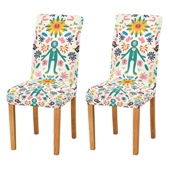 Yayeee 2 Pack Dining Chair Covers Stretch Parson Chairs Slipcovers Seat Protector, Abstract Floral
