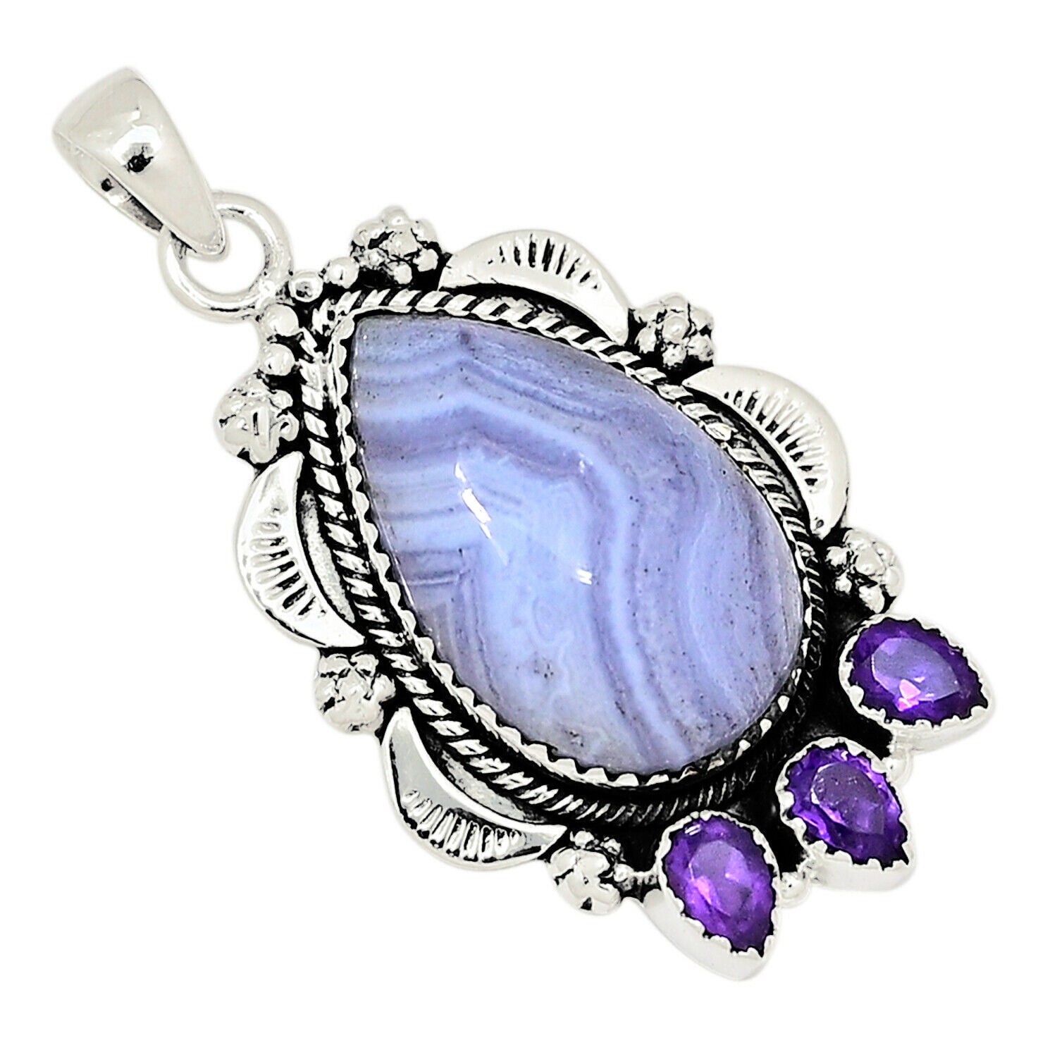 Agate Druze Heart Pendant Natural Healing Crystal Set in Sterling Silver .925 Pendant