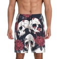 thumbnail image 3 of Lsque Gothic Skulls And Roses Mens Sleep Pajama Shorts,Short Pajama Pants, Cotton Ultra-Soft Knit-X-Large, 3 of 9