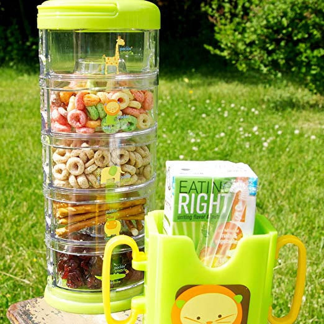 Innobaby Packin' Smart Stackable and Portable Storage System for Formula, Baby Snacks and more. 5 Stackable Cups in Strawberry Sorbet. BPA Free.