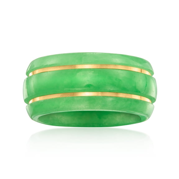 Ross-Simons Jade Ring With 14kt Yellow Gold, Women's, Adult