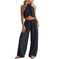 thumbnail image 2 of 2 Piece Outfit Sets for Women Plus Size 2026 Summer Fashion Solid-Color Sleeveless Top Pocket Elastic Waist Pants Outfit Sets, 2 of 8