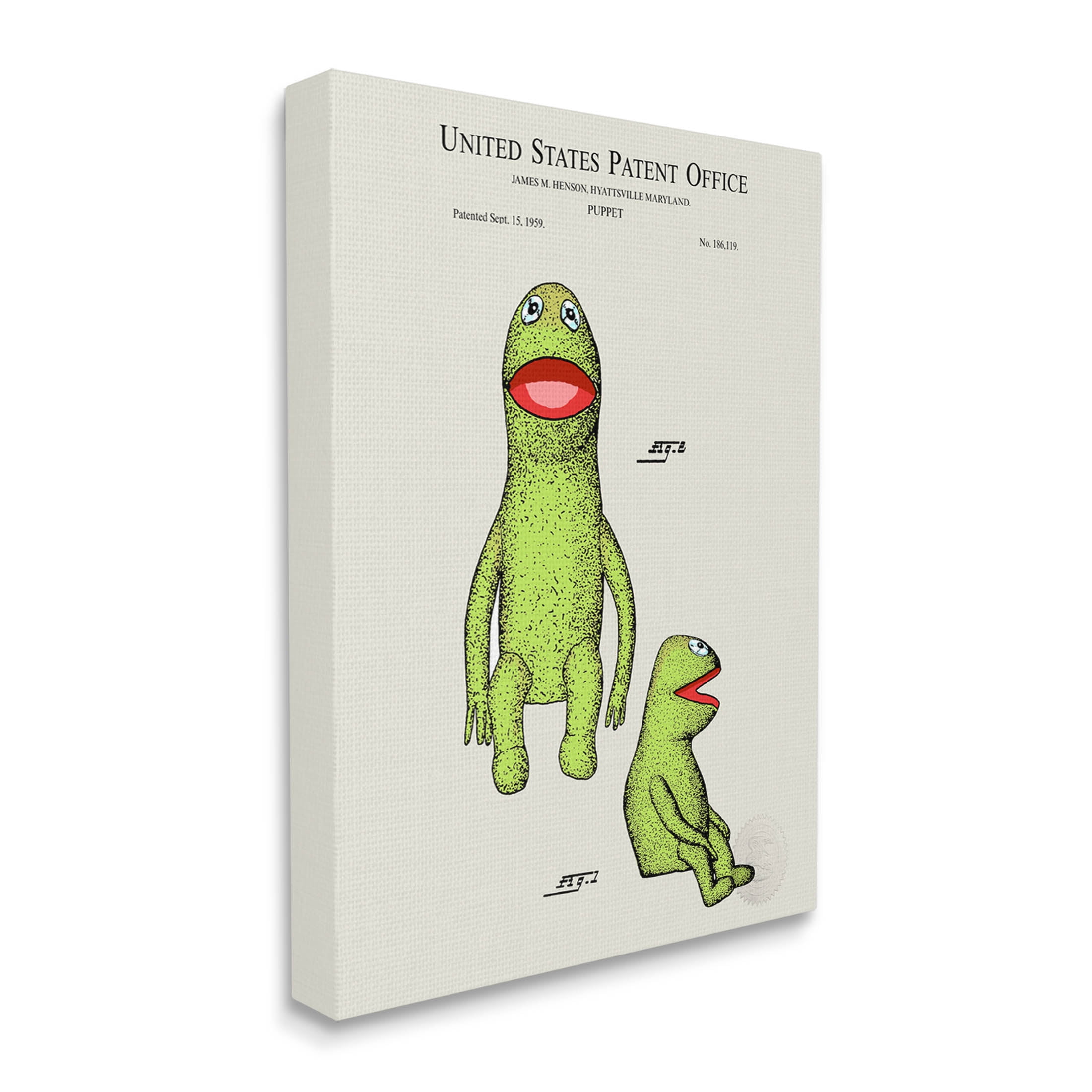 Stupell Industries Antique Frog Character Patent Graphic Art Gallery Wrapped Canvas Print Wall Art, Design by Karl Hronek