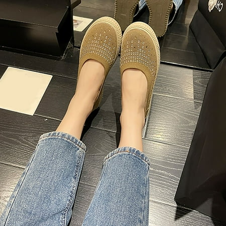 

Cathalem Women Sneakers For Gym Walking Shoes Slip On Lightweight Ladies Knitting Mesh Fabric Womens Shoes 608v5 Casual Comfort Khaki 7.50