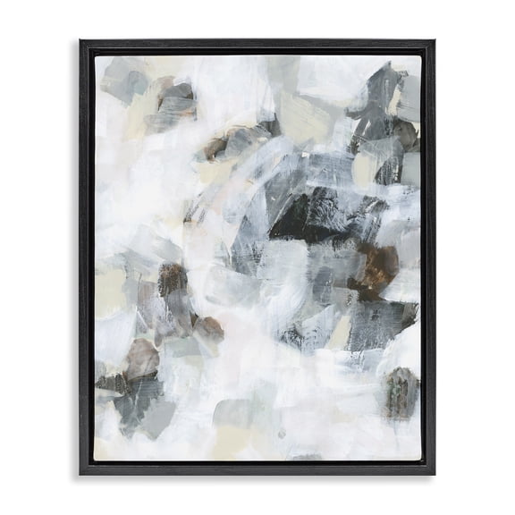 Stupell Industries Contemporary Soft Grey Composition Black Floating Frame Canvas Art, 17 x 21, by Grace Popp