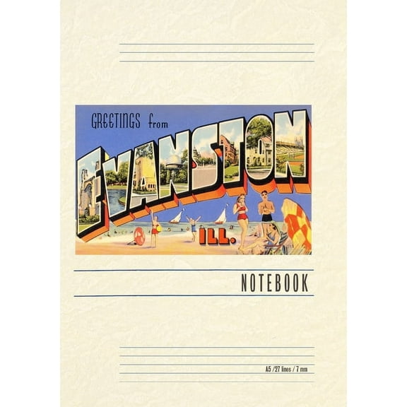 Vintage Lined Notebook Greetings from Evanston, Illinois (Paperback)