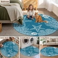 thumbnail image 5 of Blue Coastal Round Area Rug 6Ft Washable Circle Rugs for Bathroom Office, Starfish Coral Summer Beach Ocean Non-Slip Carpet Floor Mats Indoor Outdoor Carpet Runner Aesthetic Home Decor, 5 of 8