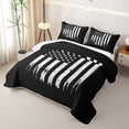 thumbnail image 3 of Manfei Vintage American Flag Twin Quilt Set,White Black Twin Coverlet Set,2-Piece, 3 of 7