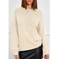 thumbnail image 3 of Suéter PRETTYGARDEN Floral de Punto con Cuello Redondo Beige M, 3 of 8