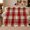 Woven Red Plaid, variant on Classic Tartan Plaid Autumn Harvest Living Room, Cozy Artistic Scene, Warm Flannel Blanket for Home Library and Reading Nook, Art Lovers Thanksgiving Gift, Artistic Home Decor