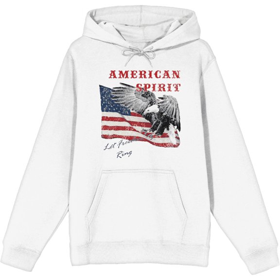 Americana Let Freedom Ring White Adult Long Sleeve Hoodie-Medium