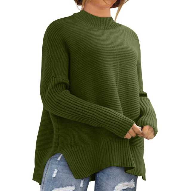 Jersey Eytino para mujer, talla grande, cuello redondo, color verde, 2 unidades